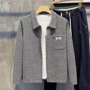 Naimo Plaid Handsome Jacket Mens Autumn and Winter New Korean Version Trend Slim Fit Thick Mens Versatile Casual Coat