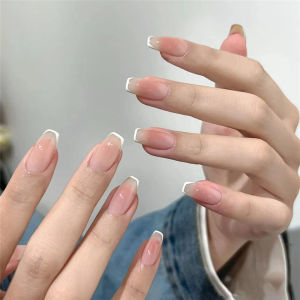 CHOWGOLI 【Local Delivery 】Wearing Nail Girl Heart Aurora Glitter Flowers French Blush Lines Graffiti Nail Stickers Handmade Fake Nails Stickers Finished 【FenHuan】