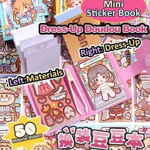 Little Mochi Dress-Up Stickers Mini Doudou Book Cute No-Cut Journal Stickers Dress-Up Sticker Book