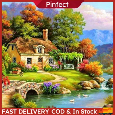 ✨Local Stock✨ 30x30cm 5D DIY Full Round Drill Diamond Painting Relaxing Village Cross Stitch Embroidery Mosaic Craft Needlework Set Home Decoration