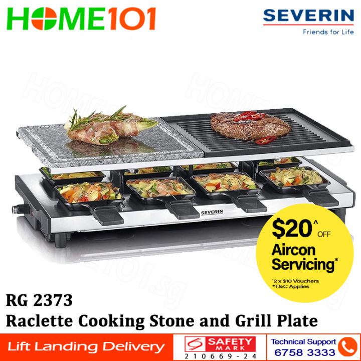 Severin Raclette with Natural Hot Cooking Stone and Grill Plate 1500W ...