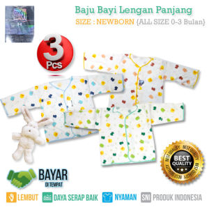 3 Pcs Baju Bayi Salur Lengan Panjang Baju Bayi Atasan SHANKUSEN NewBorn (0-6 Bulan)-Aurora Store