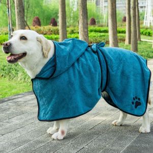DGFDF High Absorbency Dog Bathrobe Fixed Waist Belt Super Warm Pet Drying Towel Durable Hooded Microfiber Pet Towel For Cats Dogs