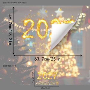 DITIPOO Chống thấm nước Decal dán tĩnh điện 2027 Tĩnh điện có thể tháo rời Hai Miếng dán kính cửa sổ Giáng sinh Người tuyết Miếng dán trang trí Miếng dán cửa tiệc Giáng sinh Năm Mới