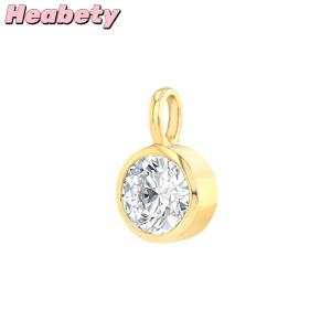 Heabety Stylish Gold Color Plated Bead Chain Necklace for Women Geometric White Zircon Pendant for Festive Occasions