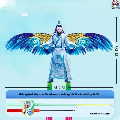 [SG Seller]Nezha toy kite dynamic simulation kite fish outdoor kite rod kite cartoon childrens kite