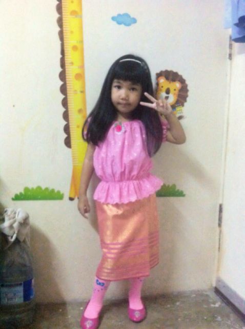 ชุดแฟนซีสำหรับเด็ก ชุดไทยเด็กหญิง  เสื้อไทยประยุกต์ แขนตุ๊กตา น้อง 1 ปี-12ปี  เสื้อไทยประยุกต์แขนตุ๊กตา