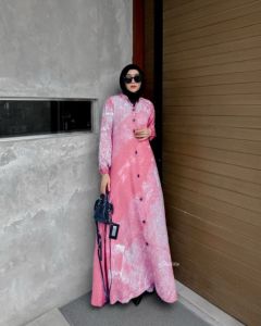 LUNA DRESS GAMIS TWILL RAYON CANDI MEKAR GAMIS BATIK CAP ABSTRAK PEKALONGAN