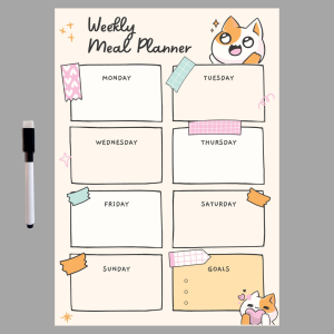 Meal Planner Magnetic Board Ref Laminated A4 Erasable Refrigerator Kitchen Reusable Weekly Minimalist