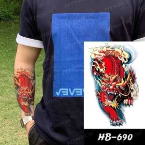 Tato Temporer Tattoo Tatto Temporary Tahan Air Sementara Anti Air Seri HB-690 Motif Kilin Naga Merah Wanglin Renegade Immortal