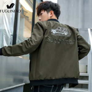 FUGUINIAO Mens Jacket Korean Version Trendy Fashion All-match Handsome Thin Section Handsome Baseball Uniform Jacket
