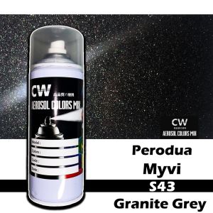Perodua Myvi S43 Granite Grey Touch Up Paint Myvi Colors CW Aikka Aerosol DIY Cat Spray Bottle 370ml 补漆 Hitam Star