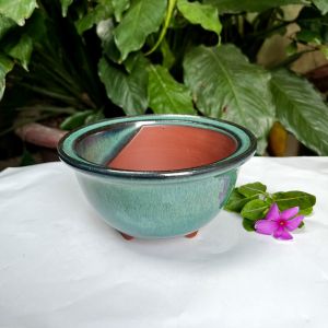 Chậu mini tròn trồng sen đá bonsai mini cây kim loại trang trí decod không gian