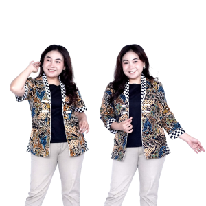 Blouse Big Size Wanita Atasan Batik Lengkap S-M-L-XL-2L-3L-4L-5L-6L-7L Model Blus Jumbo Seragam Batik / Atasan Formal Kantor Wanita / Pakaian Batik Bahan Katun Super Bigsize / Pakaian Kerja Jumbo Wanita Kekinian LD 140