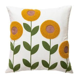 Flower Towel Embroidered Throw Pillow Cover 18"x 18" Floral Cushion Cases for Sofa Couch Home Office Bedroom Decoration