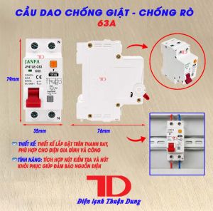 Aptomat Chống Rò Chống Giật JANFA 2P 32A 40A 50A 63A Bảo Vệ Quá Tải Ngắn Mạch An Toàn Điện