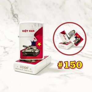 BẬT LỬA ZIPPO SƠN TĨNH ĐIỆN CÓ MỘC ĐÁY HÌNH VIỆT NAM CHIẾN THẮNG #150