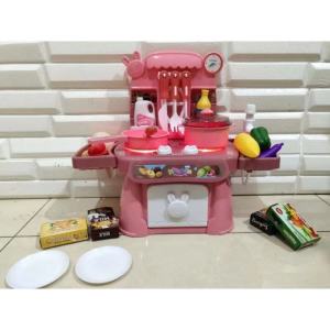 Kitchen Playset Kids Pretend Play Cooking Toymainan budak perempuanlelaki Mainan Pura-pura Dapur Masak-masak
