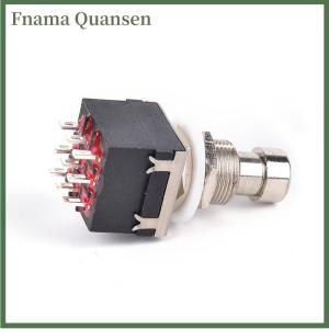 Fnama 1x เอฟเฟกต์กีตาร์3PDT 9-pin กล่องแป้นเหยียบสวิตช์โลหะแบบเหยียบทรูบายพาสสีดำ