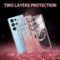 for Galaxy S25 Ultra Case,Compatible with MagSafe,Clear Magnetic Glitter Gradient Sparkle Luxury Plated Soft TPU Bumper Full Camera Lens Protector Phone Case for Samsung S25 Ultra/S25 Edge/S25 Plus/S24 FE/S24 Ultra/S24+/S23 Ultra/S23+. 