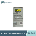 My Well Vit D3 1000 IU 20 Tablet - Suplemen Vitamin D 1000 IU. 