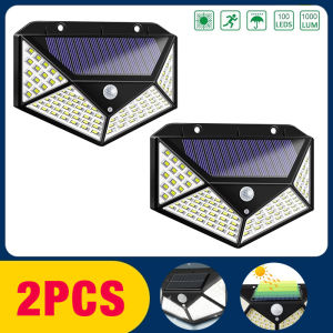 (2PCS)100LED Human Body Induction Wall Courtyard Solar Wall Light