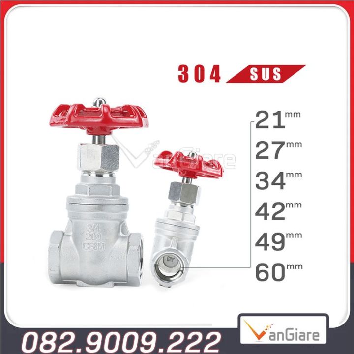 Van cửa Inox 304 ren 21 27 34 42 49 60 Đài Loan – Van khóa nước tay vặn ...