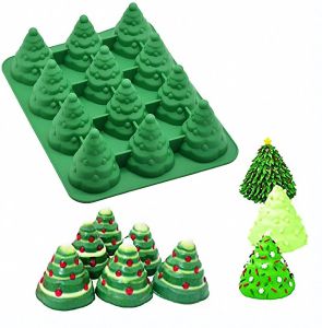 Christmas Tree Baking Mold 3D Silicone 12 Cavities Cake Dessert Mousse Muffin Bakeware Fondant Ice Cube SoapCandle Polymer Clay Craft DIY silicone cake molds pieces christmas tree mold nonstick cupcake pans for muffin Jello Chocolatecandy baking se