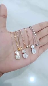 Kalung itali santa + liontin bulat di*r mp full 2 tumpuk / kalung perak asli silver 925 lapis emas/ kalung fashion wanita terbaru