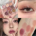 DIKALU 9 Colors Makeup Party Eyeshadow Pallete Shiny Purple Eye Shadow Palette Brown Shimmer Glitter Matte Shades Neon Pigments. 