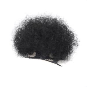 SUTONGXUE Đen Búi tóc Afro Puff Búi tóc ngắn xoăn Tóc giả xoăn Phần mở rộng đuôi ngựa tổng hợp Tự nhiên Nhỏ Búi tóc xoăn có kẹp dành cho trẻ em