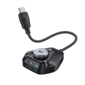 Multi-Port USB Audio Adapter: USB + Type-C Expansion Stereo Sound Card with Independent Volume Control & Mic Switch
