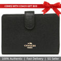 Coach Wallet In Gift Box Medium Corner Zip Wallet In Crossgrain Leather Black # F11484D9. 