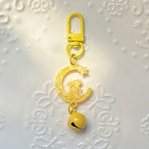 LUNARA Acrylic Mid-Autumn Key Chain Cute Auspicious Moon Bunny Pendant Fashion with Bell Rabbit Key Ring