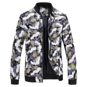 324Baseball Collar Mens Long Sleeve Printed Jacket Chinese Style Print Zipper Control Coat Asian Size M-6XL 2025 New