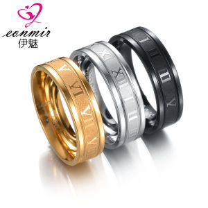 Stylish and beautifully eroded lucky Roman numerals ring EONMIR 4/6mm Stainless steel tri-color mens ring