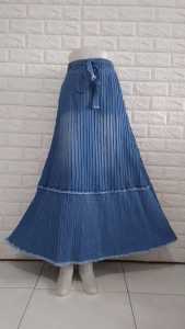 Femme Ols - Rok Plsiket Jeans Wash Wanita / Muslimah High Quality