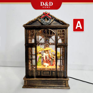 D&D Home l Christmas Nativity Snow Globe Lantern with Lights Musical with Swirling Glitter Christmas Decoration l #041