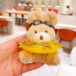 Lovely Bunnys Plush Keyring Rabbits Charm Keychain Fashionable Animal Key Holder Stylish Backpack Pendant for Girls