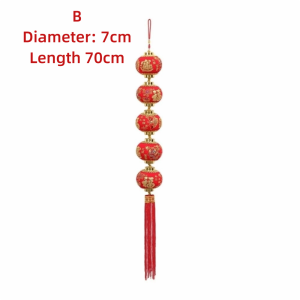 UNMEGONI Red Chinese Lantern String Printed Pattern Flocked Fabric Wedding Lantern String Circular Shape Year Lantern Chinese Year