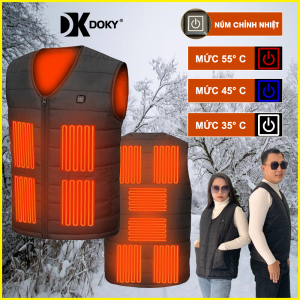Áo Khoác Sưởi Ấm DOKY Nhật Bản Sử Dụng PIN Tích Điện Gọn Nhẹ Có Cổng Sạc USB Thời Trang Mùa Đông Cho Nam Và Nữ (Tặng Áo Thun Giữ Nhiệt)