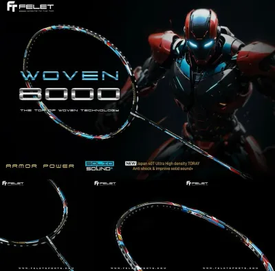 FELET WOVEN 8000 BADMINTON RACKET (100% ORI)