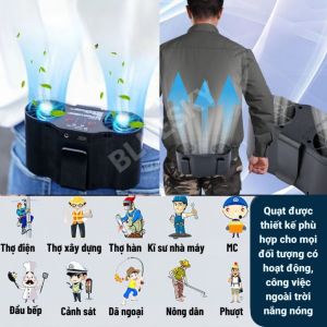 Quạt Thắt Lưng Di Động Quạt Kẹp Mini Có Thể Đeo Được Với Ổ Cắm Gió Đôi Dành Cho Thể Thao Ngoài Trời Có Thể Sạc Lại Giấc Ngủ Tự Nhiên Vượt Trội