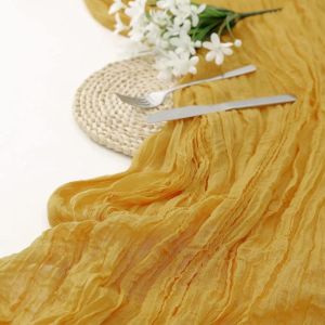 MNTT Vintage Table Runners 90x180/300cm Rustic Country Cheesecloth Table Setting Table Decor Boho Wedding Decoration Beach Wedding