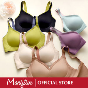 Maniyun 100% Original Seamless Latex Bra Women Breathable Sport Bra Small Breasts Gather Bra Non-wired Bra Lingerie 原装高质量