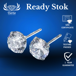 Anting Tiaria Jewelry Silver Titanium / 9K Gold White Plated Silver Titanium - Emas Putih Titanium Silver Perak Platinum Asli Anti Karat -  AEA001