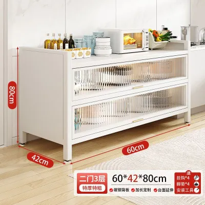 Movable Island Table Island Counter Table Kitchen Island Kitchen Shelf Cabinet Kitchen Island Counter Household Kitchen Cabinet Floor Multi-Tier Movable Cupboard with Wheels
