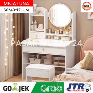 Pasar Murah ASTER 80 Meja Rias Kaca Sliding Meja rias Putih Minimalis