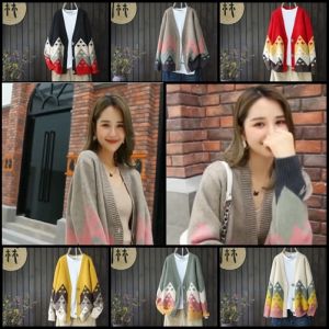 (PRE-ORDER!) STARLA CARDIGAN KNITTED GEOMETRY TRIBAL TRIBE LOG SLEEVE COTTON WOMEN BLOUSE TOP TUNIK | KARDIGAN KOREA STYLE WANITA DEWASA LENGAN PANJANG LABUH OOTD GAMIS TUDUNG SHAWL HIJABISTA