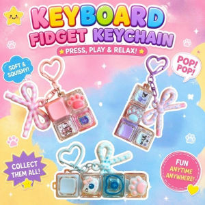 New Bowknot Ins Style 4-Key Fidget Keyboard Keychain Cute Cat Paw DIY Button Pendant Gift